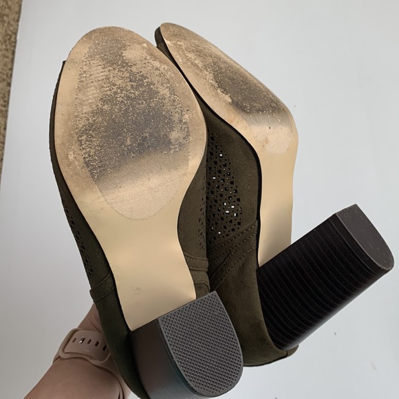 JUSTFAB Laser Cut Open Toe Bootie Koko Size 5.5 Olive Green - Picture 8 of 13